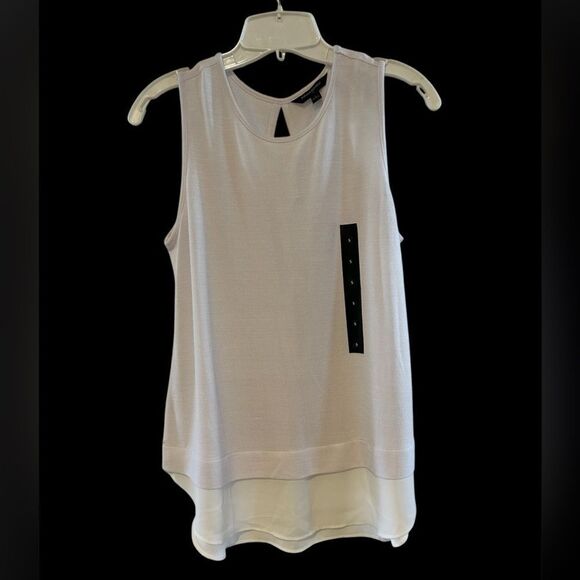 NEW BANANA REPUBLIC White layered silky hem TANK TUNIC TOP S - Picture 1 of 11
